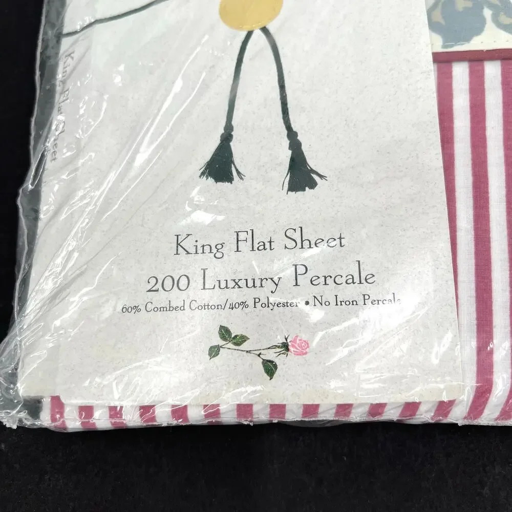 Vintage Croscill Arbor Rose king flat sheet 200 count luxury percale